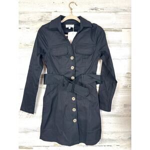 & Other Stories Womens 2 Black Belted Button-Up Safari Workwear Mini Dress NWT